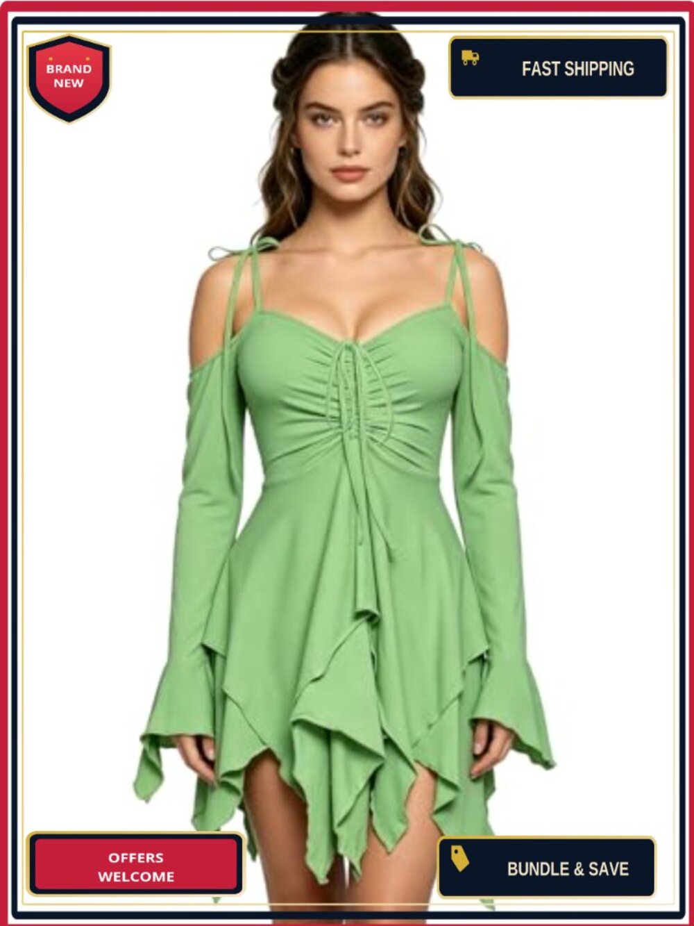 Fairycore Handkerchief Mini Dress Flared Sleeve Gothic Y2K